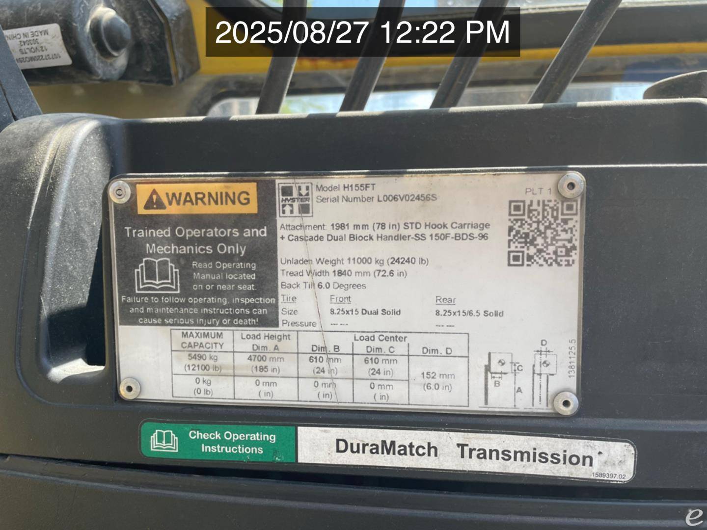 2018 Hyster H155FT