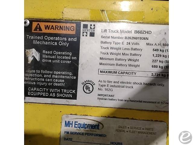2015 Hyster B60ZHD