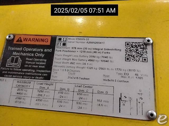 2019 Hyster E50XN Electric Forklift - 123Forklift