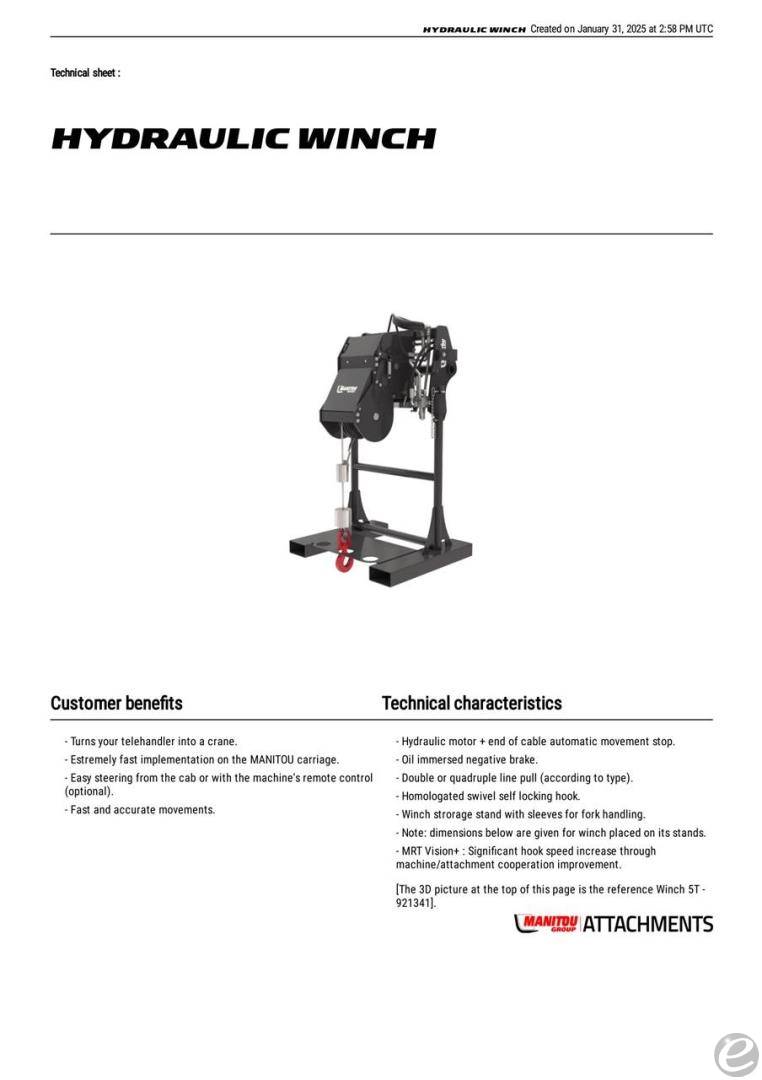 2026 Manitou HYDRAULIC WINCH