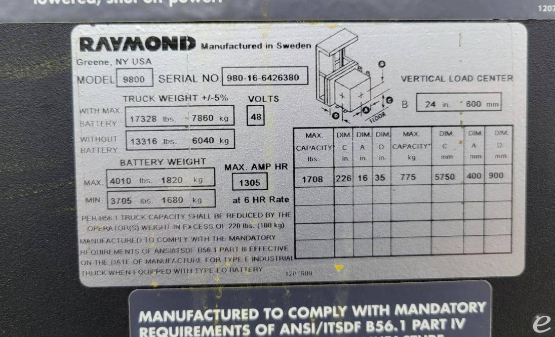 2016 Raymond 9800