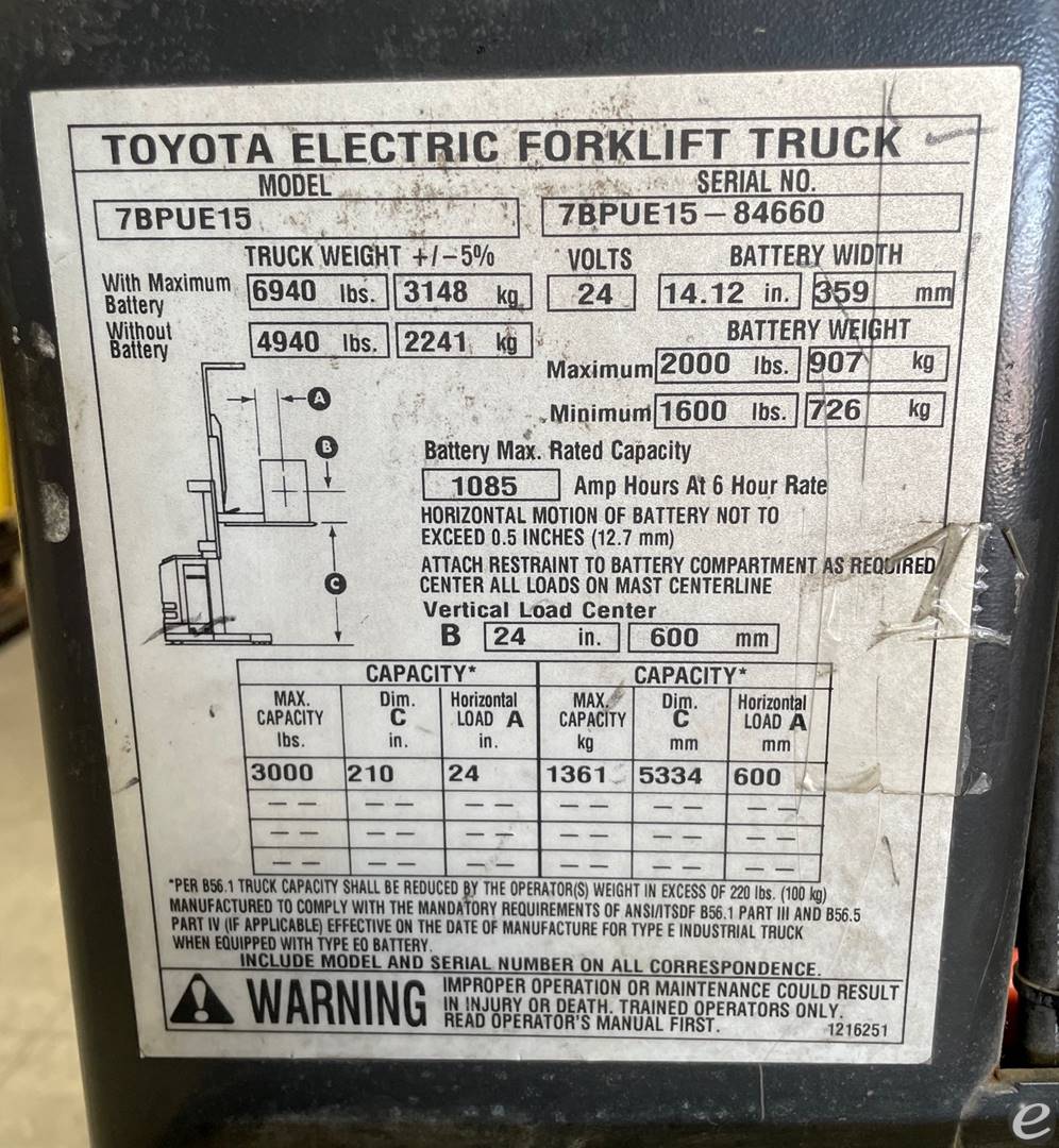2016 Toyota 7BPUE15 Electric Order Picker - 123Forklift