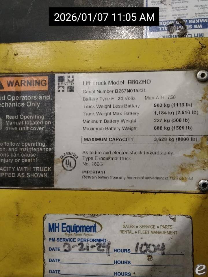 2013 Hyster B80ZHD