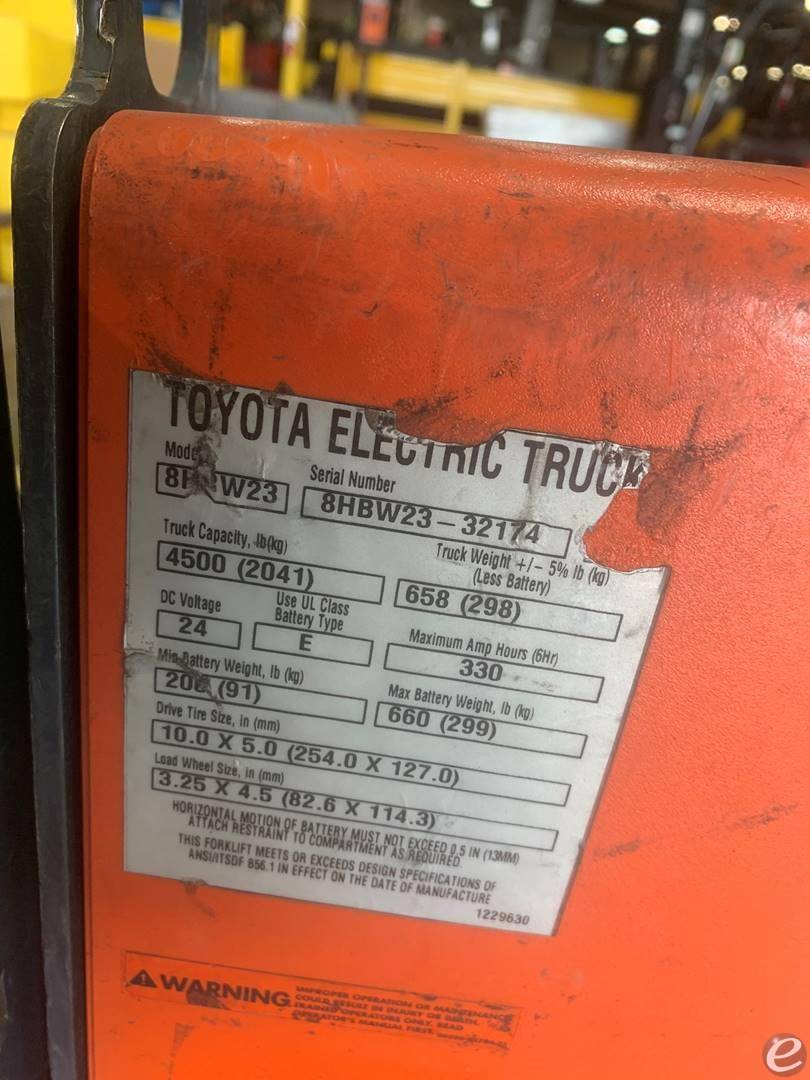 2018 Toyota 8HBW23 Electric Forklift - 123Forklift