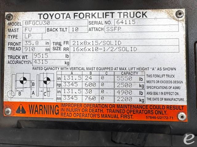 2015 Toyota 8FGCU30