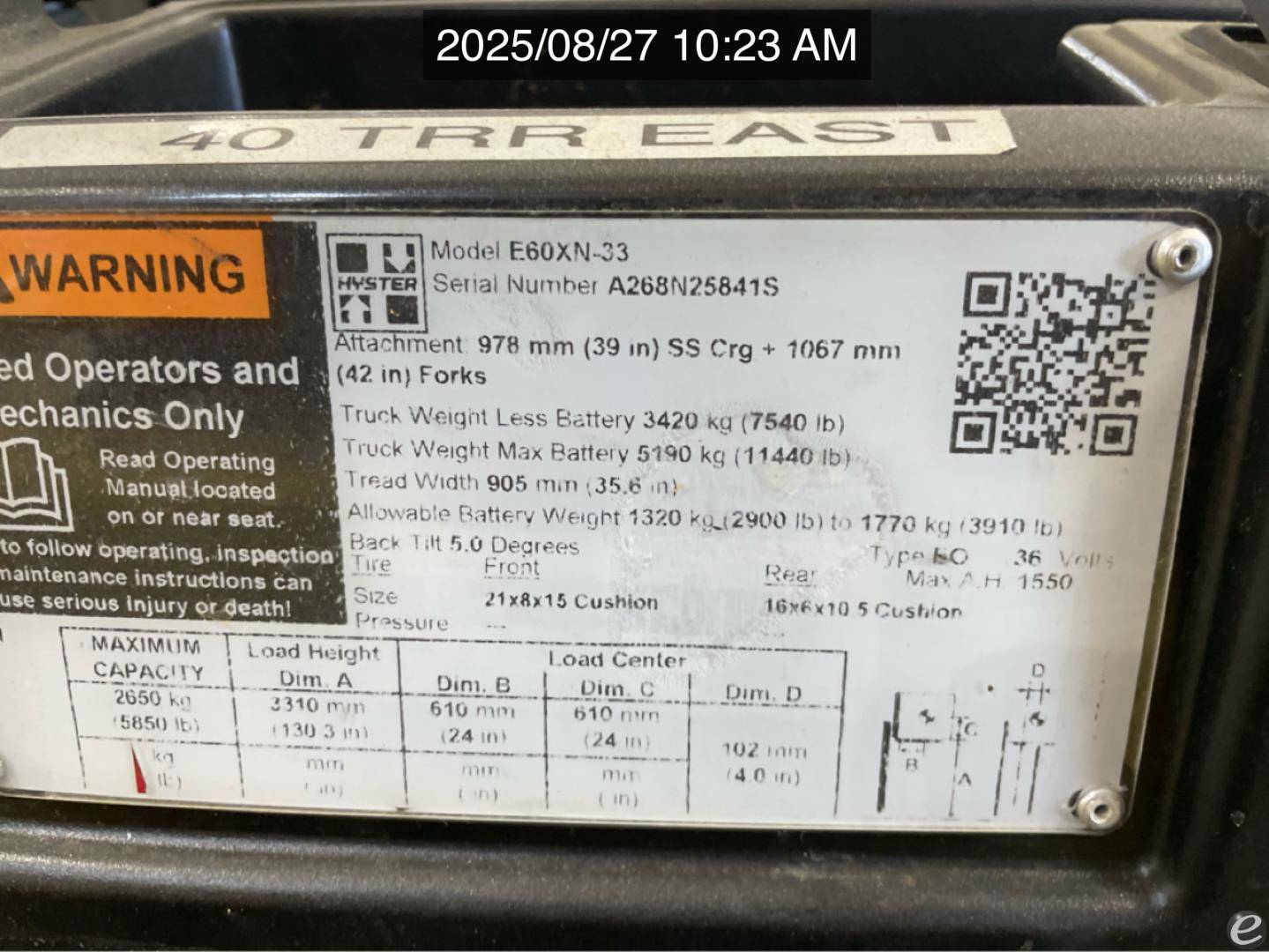 2018 Hyster E60XN