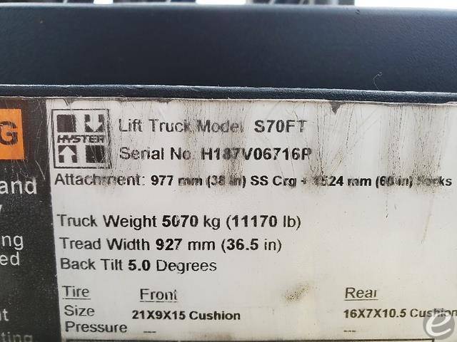 2016 Hyster S70FT LP Gas Forklift - 123Forklift