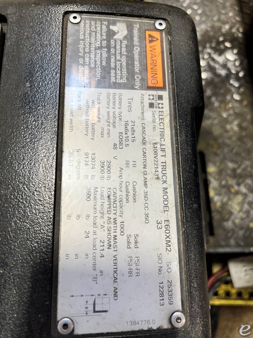 2001 Hyster E60XM2-33 Electric Forklift - 123Forklift
