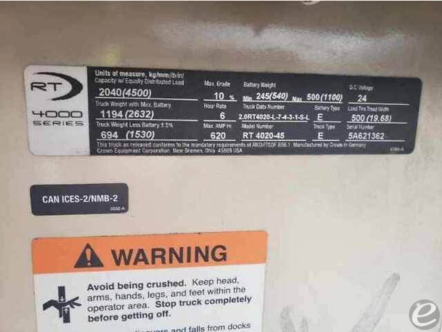 2018 Crown RT4020 Electric Forklift - 123Forklift