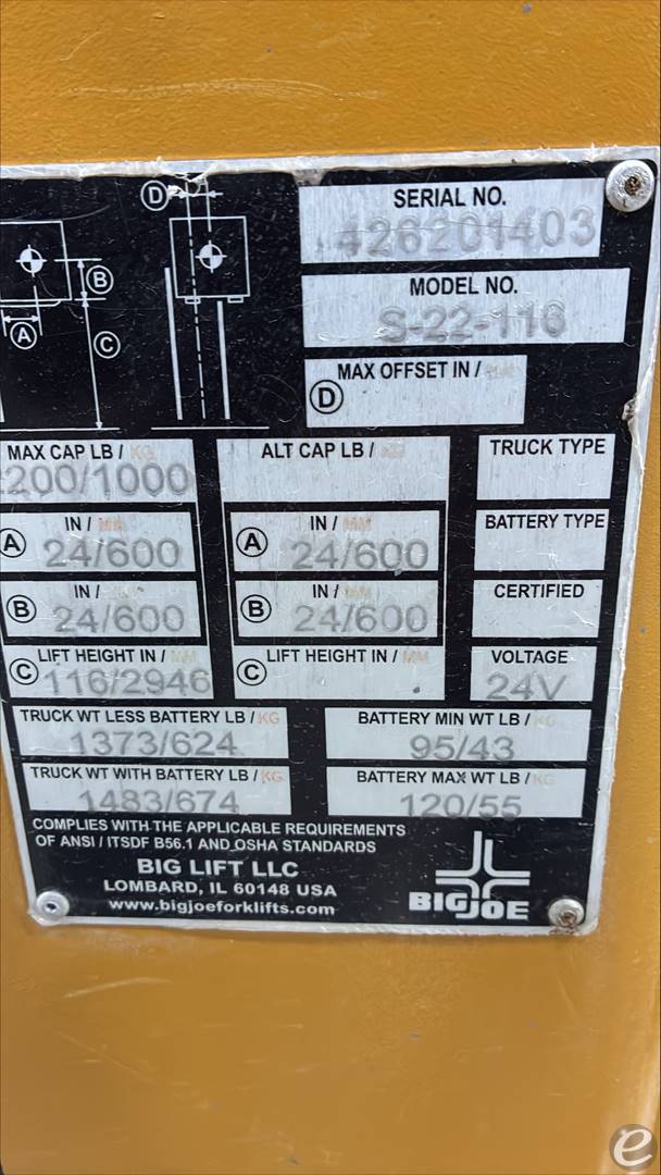 2017 Big Joe S-22-116