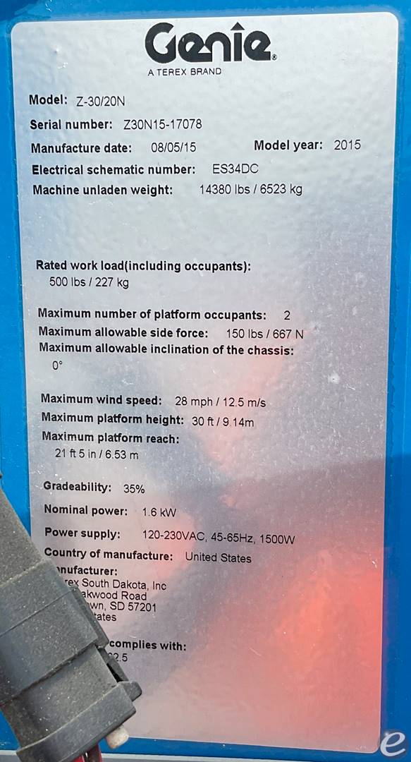2015 Genie Z30/20N