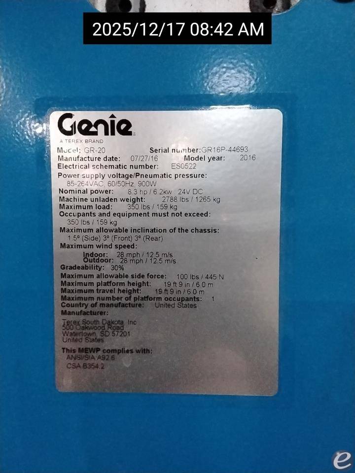 2016 Genie GR-20