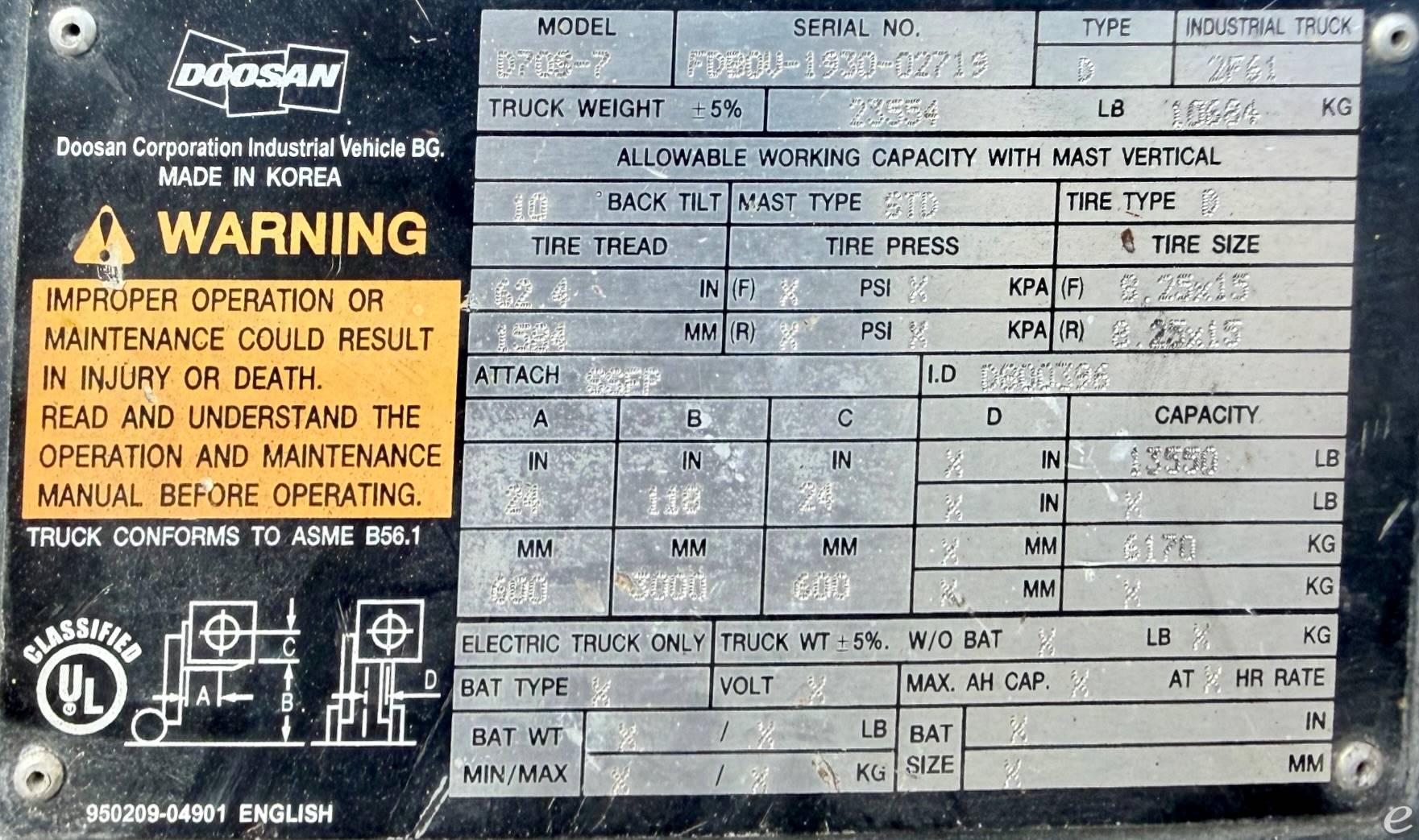 2019 Doosan D70S-7