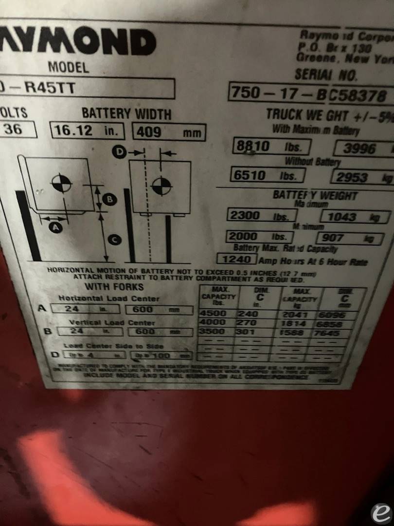 2017 Raymond 750-R45TT