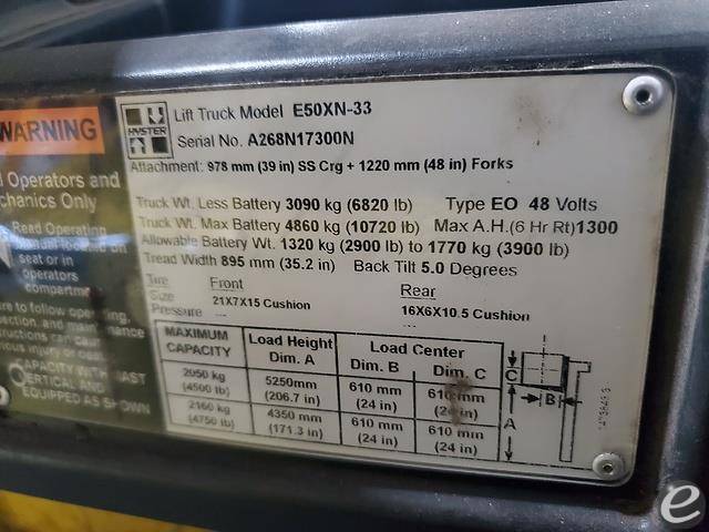 2015 Hyster E50XN Electric Forklift - 123Forklift