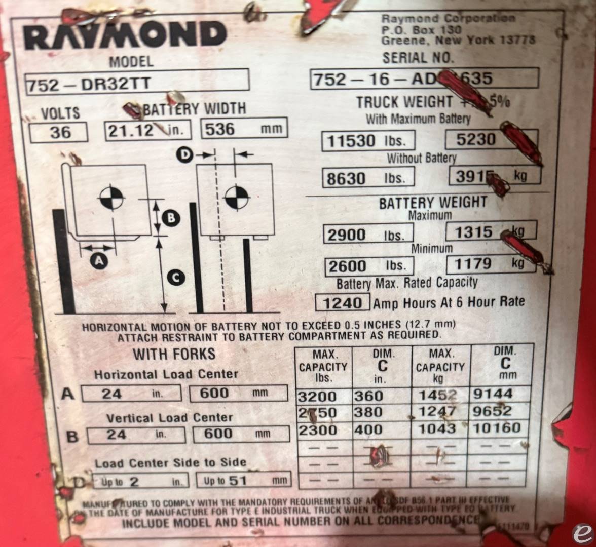 2016 Raymond 752-DR32TT