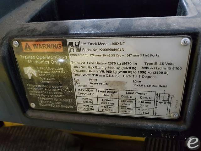 2015 Hyster J40XNT Electric Forklift - 123Forklift