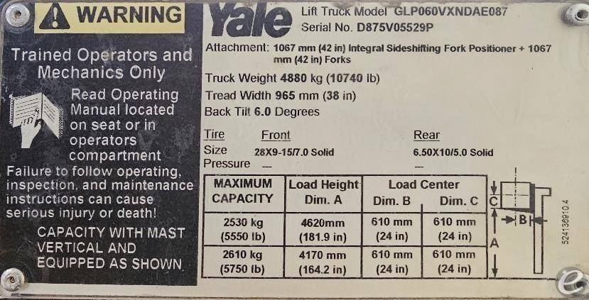 2016 Yale GLP060VX LP Gas Forklift - 123Forklift