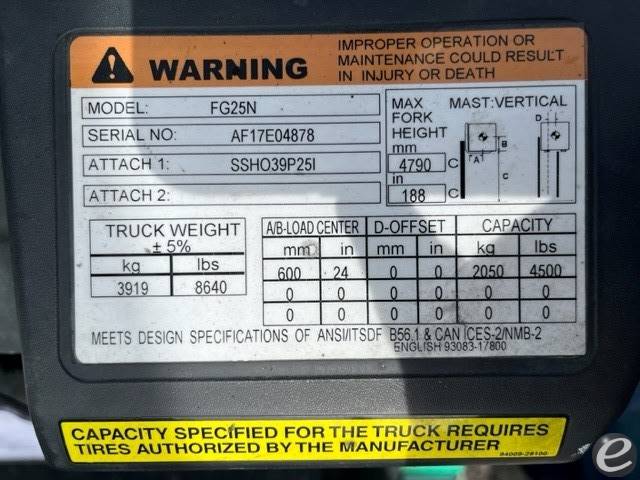 2018 Mitsubishi FG25N LP Gas Forklift - 123Forklift