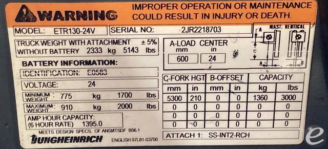 2012 Jungheinrich ETR130