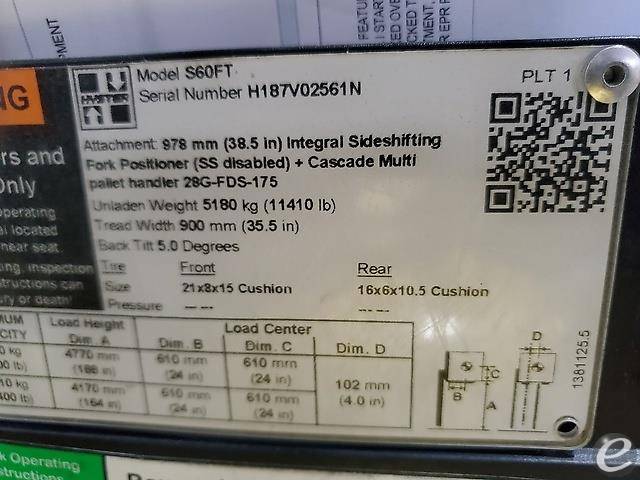 2015 Hyster S60FT LP Gas Forklift - 123Forklift