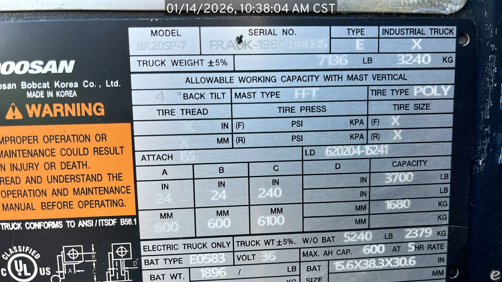 2015 Doosan BR20SP-7