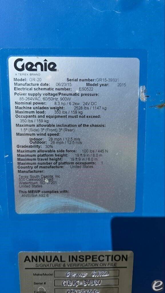 2015 Genie GR20