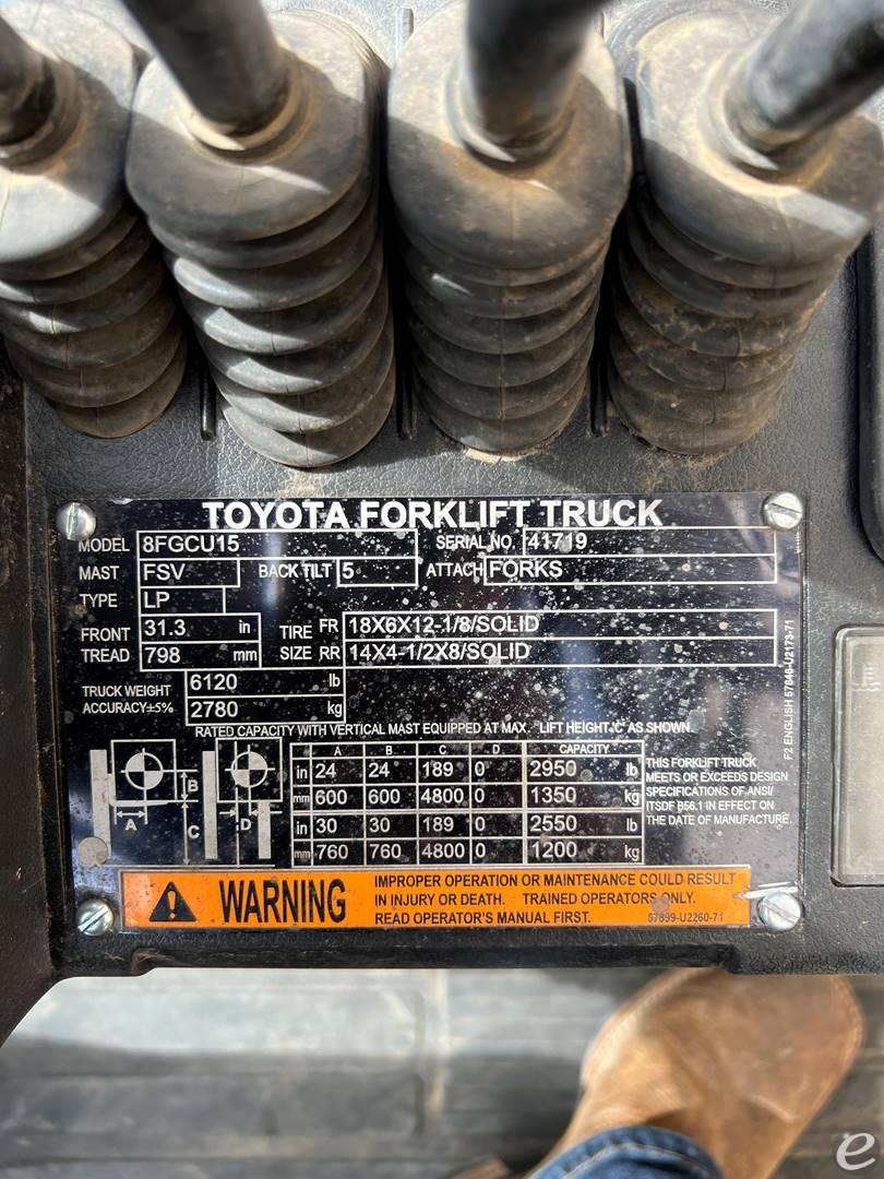 2019 Toyota 8FGCU15 LP Gas Forklift - 123Forklift