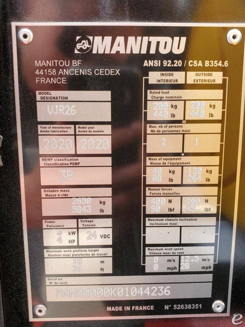 2020 Manitou 26VJR