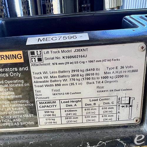 2011 Hyster J30XNT Electric Forklift - 123Forklift