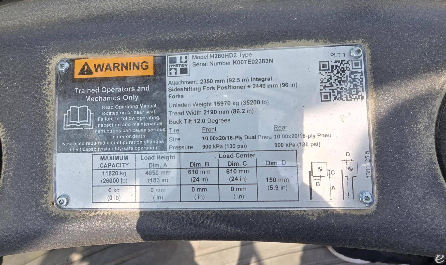 2015 Hyster H280HD2