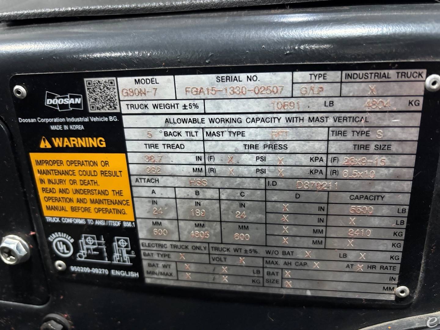 2021 Doosan G30N-7DF