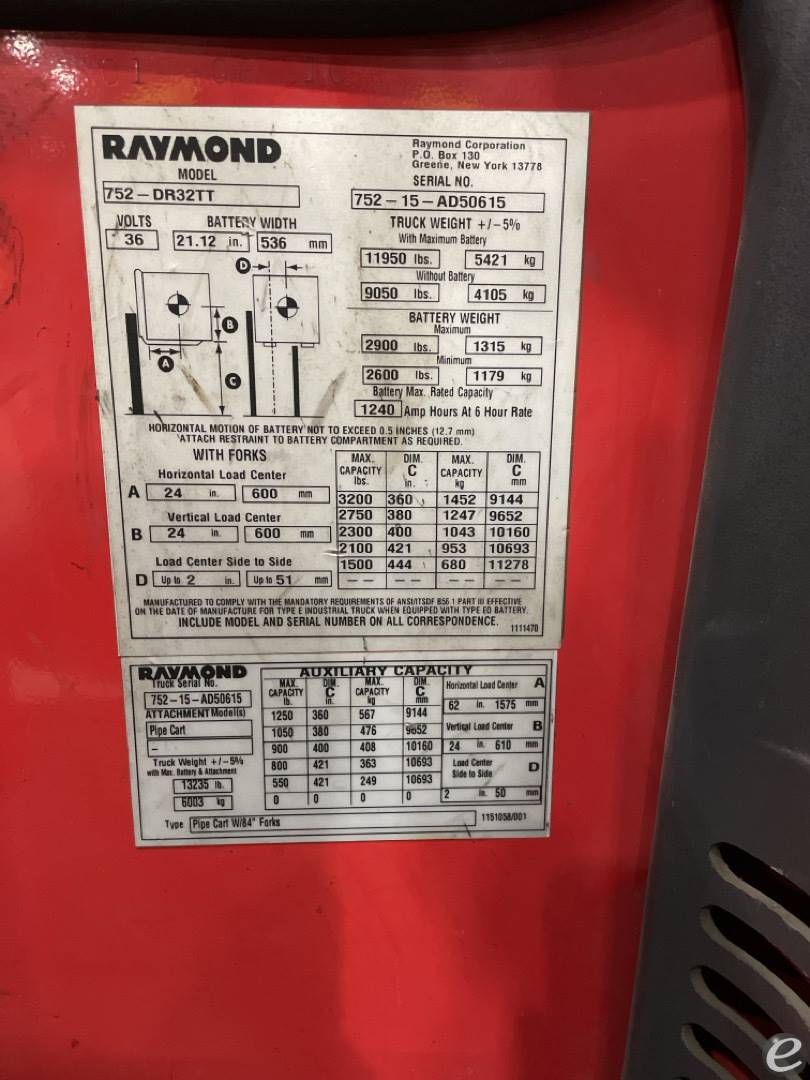 2015 Raymond 752-DR32TT Electric Reach Truck - 123Forklift