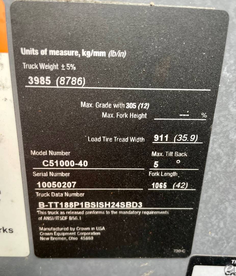 2017 Crown C51000-40 LP Gas Forklift - 123Forklift