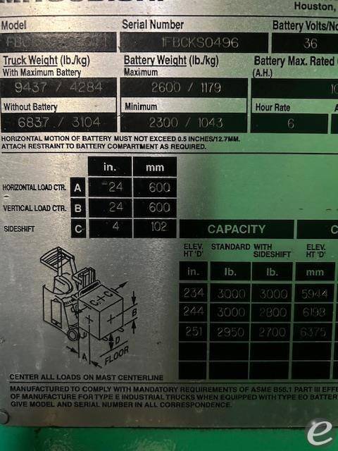 2003 Mitsubishi FBC15KS Electric Forklift - 123Forklift