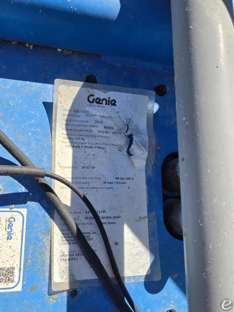 2018 Genie GS1930