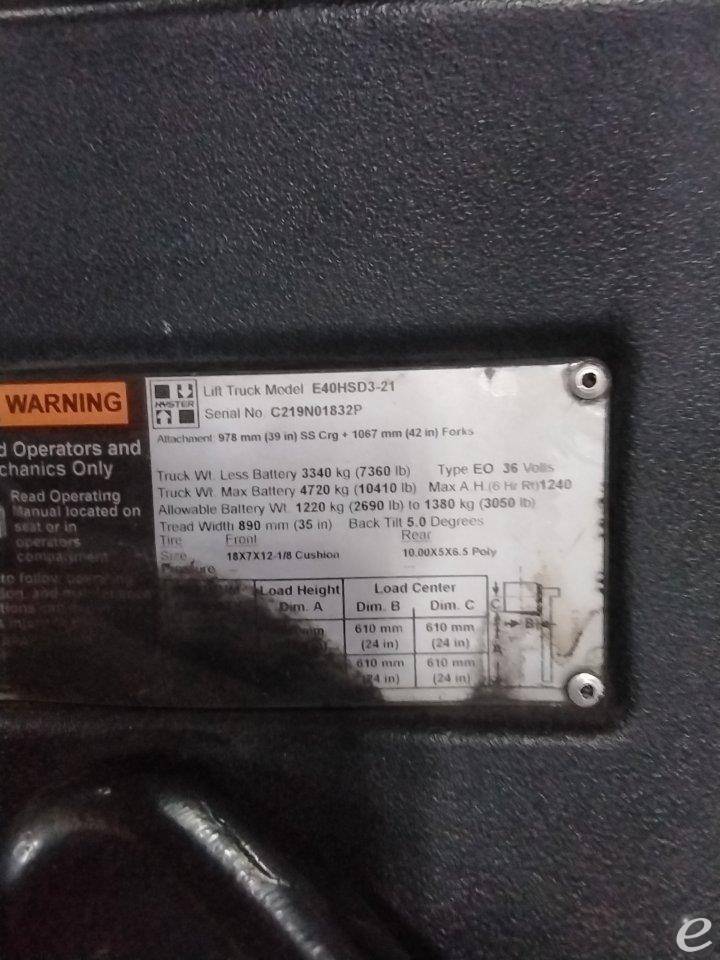 2016 Hyster E40HSD3