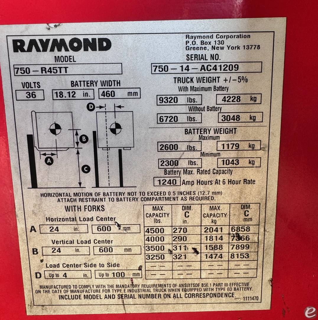2014 Raymond 750-R45TT Electric Reach Truck - 123Forklift