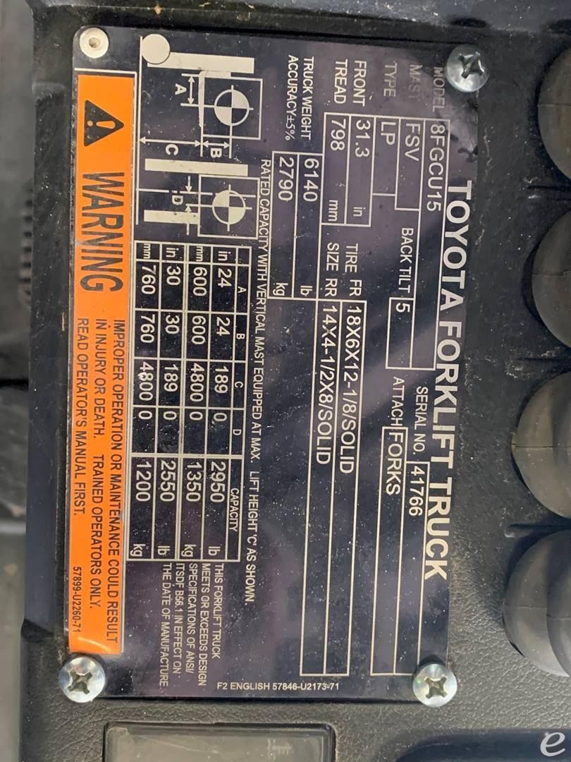 2019 Toyota 8FGCU15 LP Gas Forklift - 123Forklift