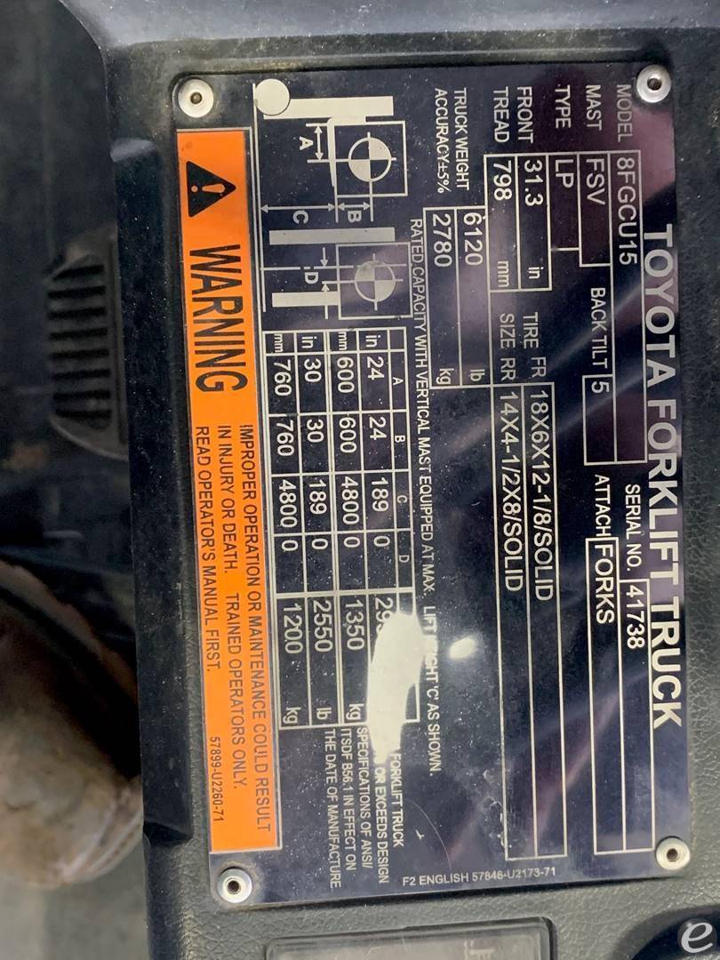 2019 Toyota 8FGCU15 LP Gas Forklift - 123Forklift