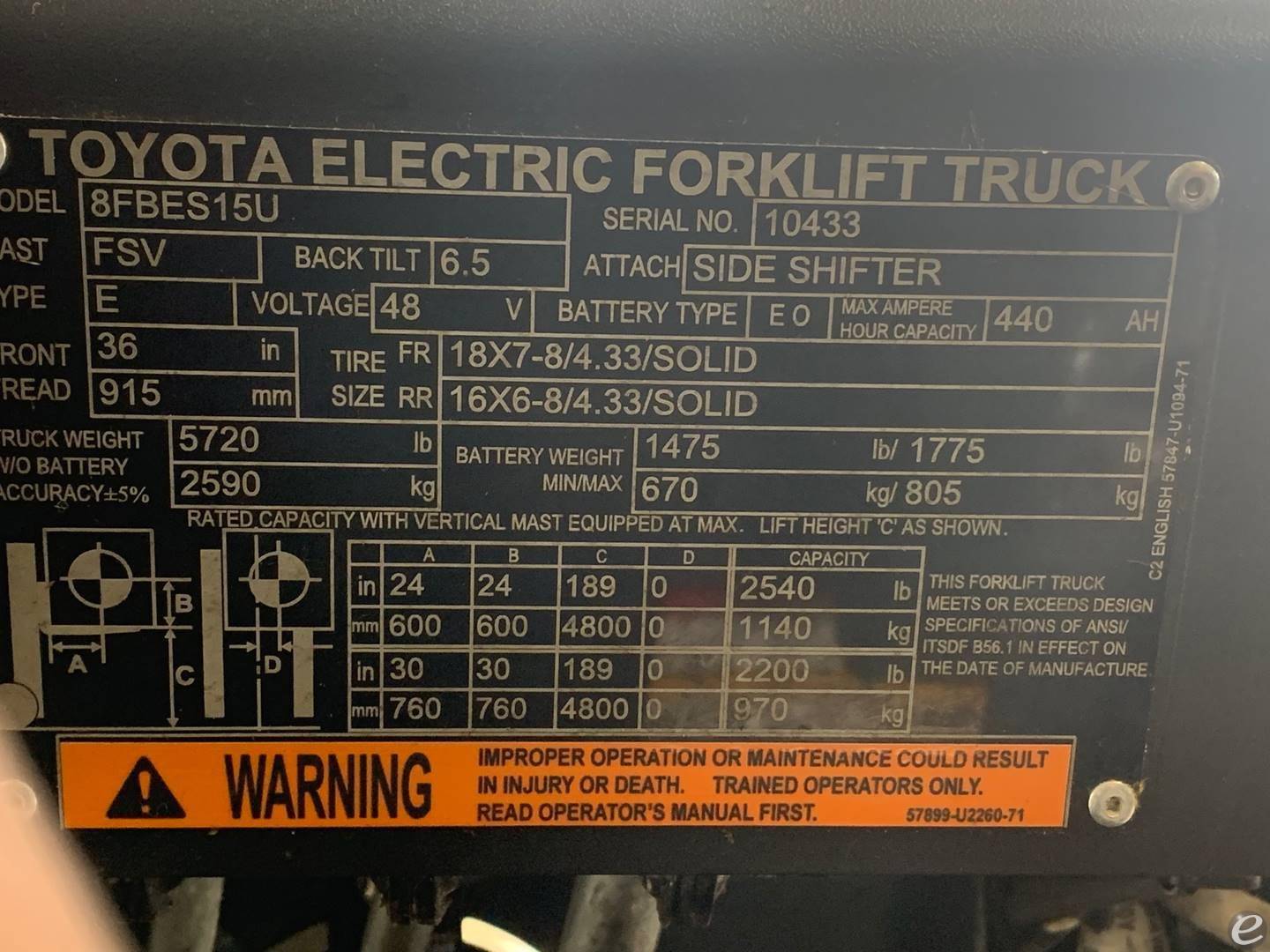 2018 Toyota 8FBES15U Electric Forklift - 123Forklift
