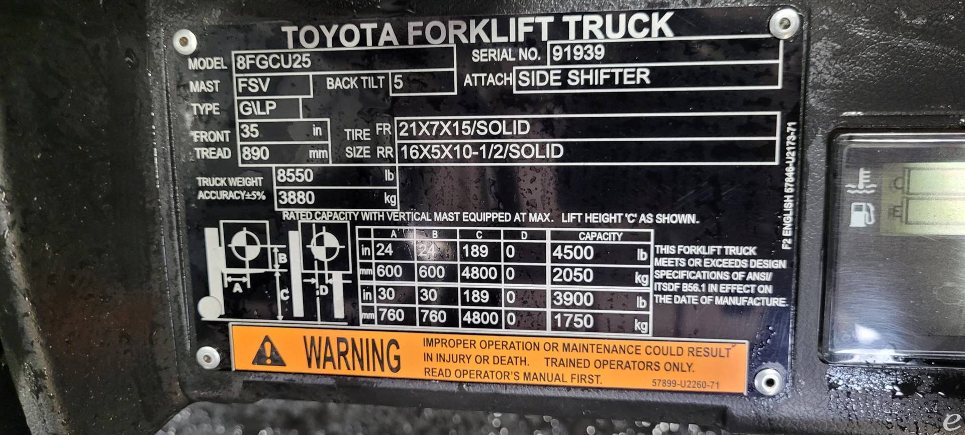 2018 Toyota 8FGCU25 Dual Fuel Forklift - 123Forklift