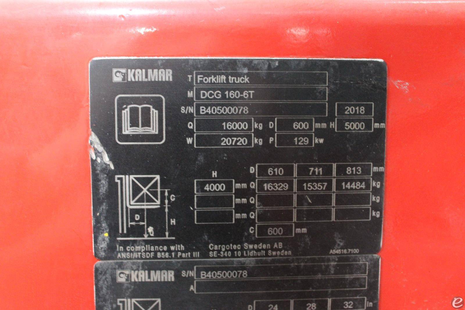 2018 Kalmar DCG160-6T