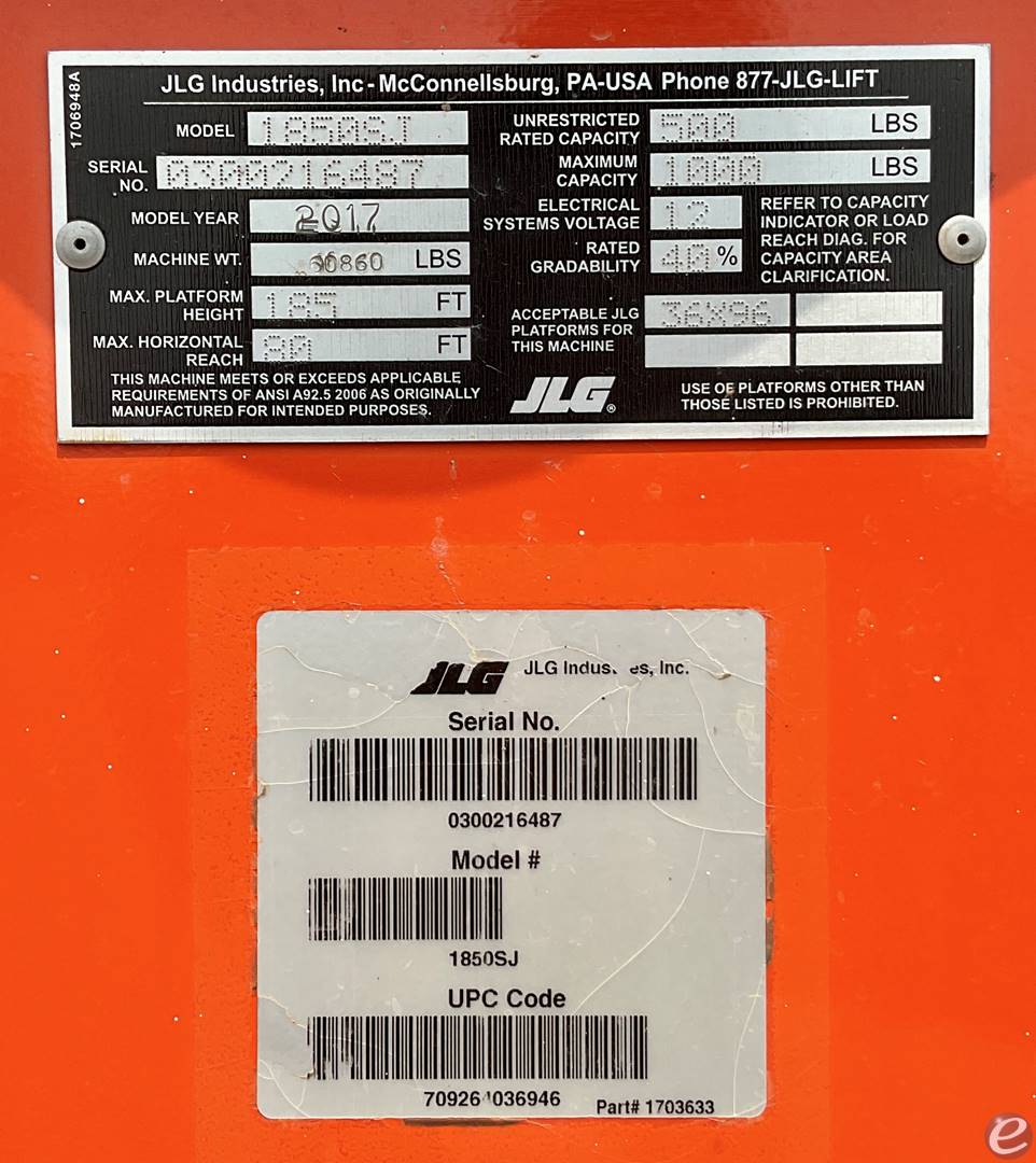 2017 JLG 1850SJP