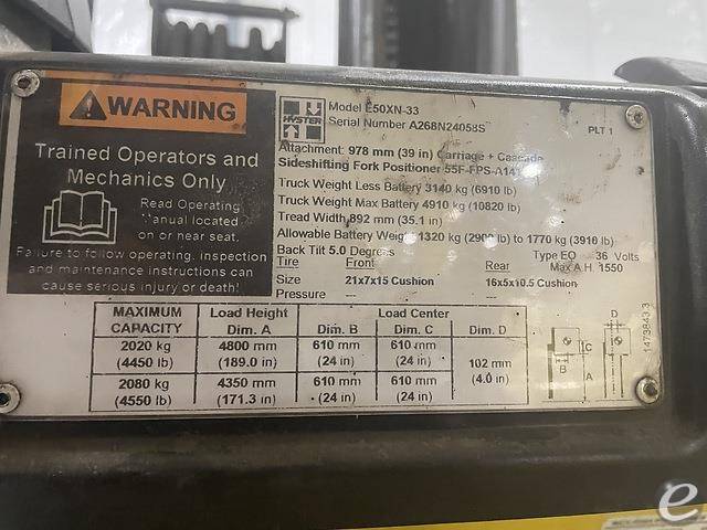 2018 Hyster E50XN Electric Forklift - 123Forklift