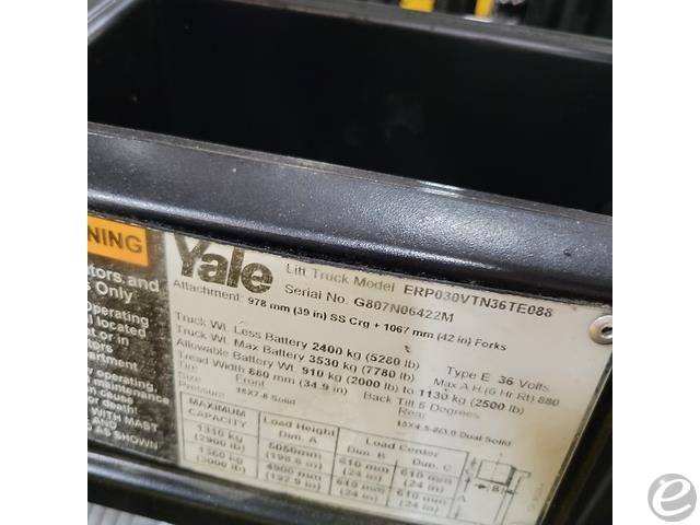 2014 Yale ERP040VT Electric 3 Wheel Forklift - 123Forklift