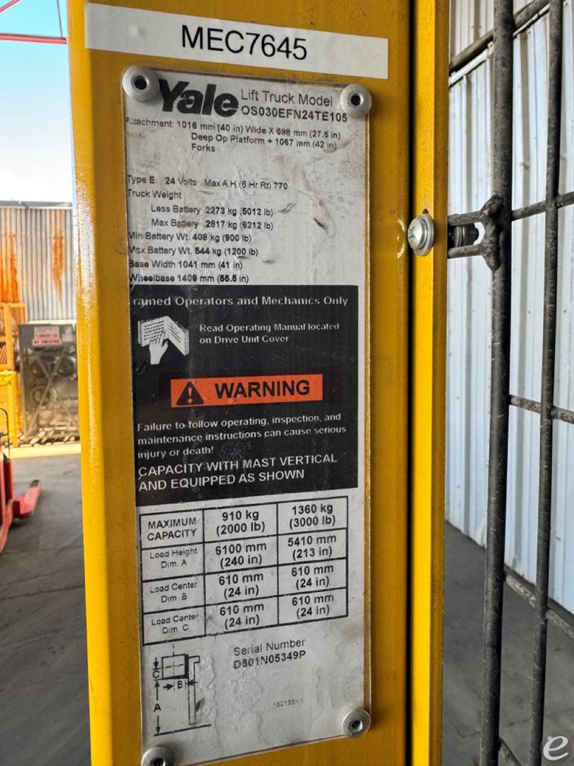2016 Yale OSO30EFN24TE105 Electric ...