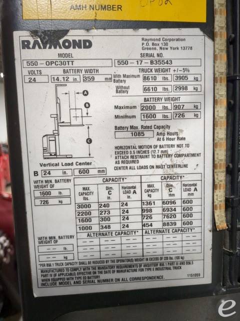 2017 Raymond 550-OPC30TT WG