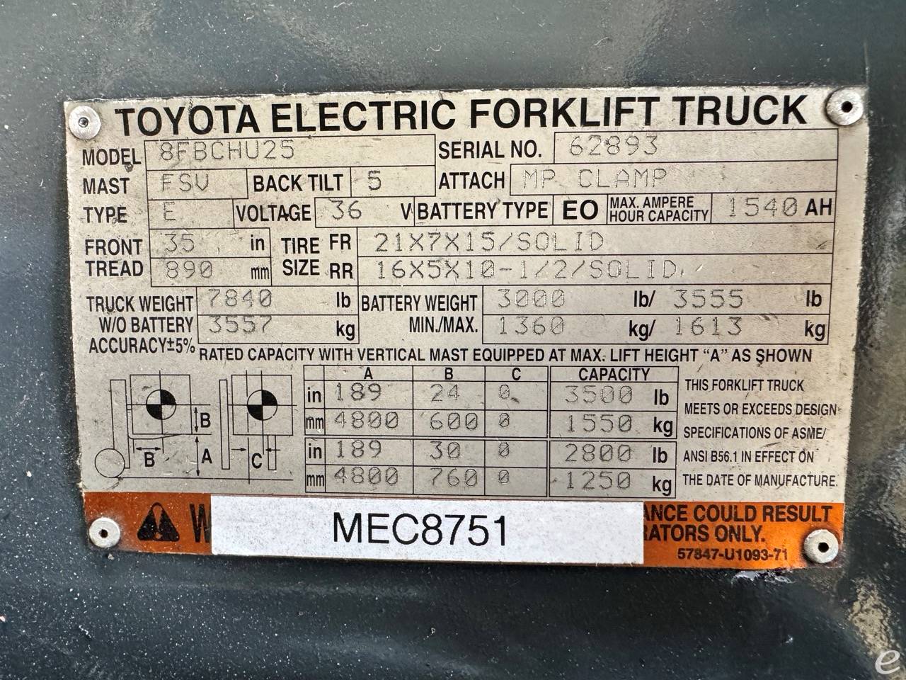 2016 Toyota 8FBCHU25