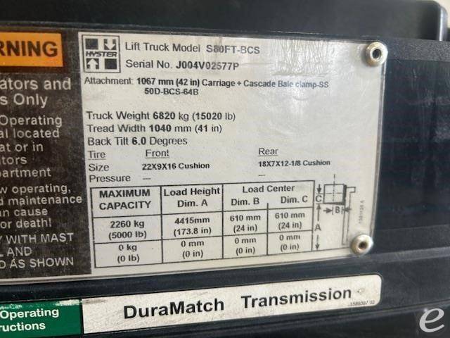 2016 Hyster S80FTBCS LP Gas Forklift - 123Forklift